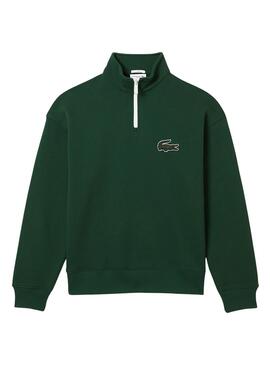 Sweat Lacoste Gola Zíper Verde Homem