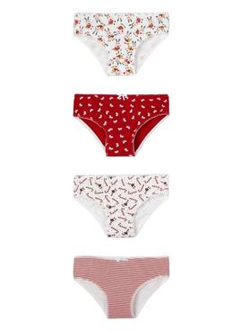 Conjunto de 4 Cuecas Mayoral Natal Vermelhos para Menina