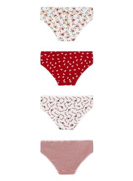 Conjunto de 4 Cuecas Mayoral Natal Vermelhos para Menina