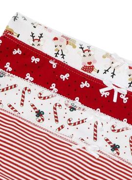 Conjunto de 4 Cuecas Mayoral Natal Vermelhos para Menina