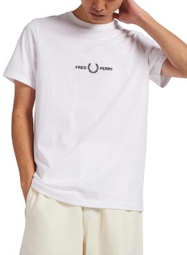 T-Shirt Fred Perry Bordada Branco para Homem