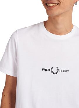 T-Shirt Fred Perry Bordada Branco para Homem