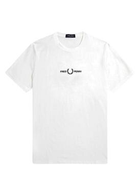 T-Shirt Fred Perry Bordada Branco para Homem