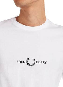 T-Shirt Fred Perry Bordada Branco para Homem