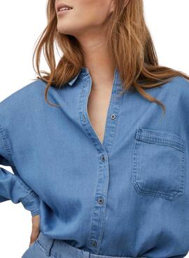 Camisa Vila Bista Oversize Azul para Mulher