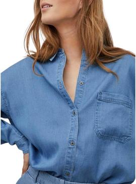 Camisa Vila Bista Oversize Azul para Mulher