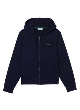 Sweat Lacoste Basic Hood Zip Azul para Mulher