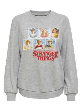 Sweat Only Stranger Things Cinza para Mulher
