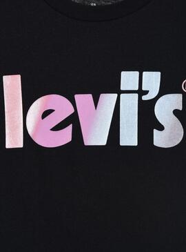 T-Shirt Levis Poster Logo Preto para Menina