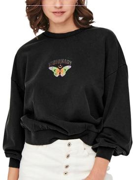 Sweat Only Lucinda Borboletas Preto para Mulher