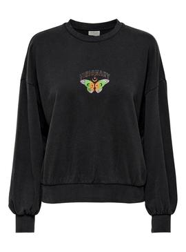 Sweat Only Lucinda Borboletas Preto para Mulher