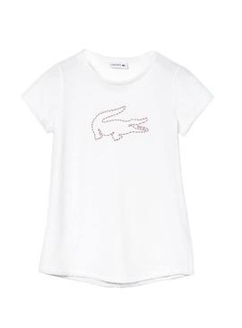 T-Shirt Lacoste Logo Branco Menina