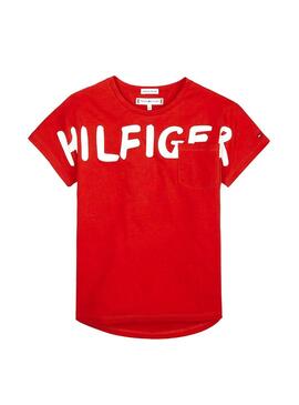 T-Shirt Tommy Hilfiger texto em negrito Vermelho 