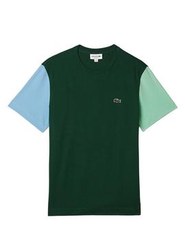 T-Shirt Lacoste Colorblock Verde para Homem