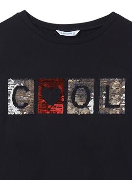 T-Shirt Mayoral Mensaje Cool para Menina Preto
