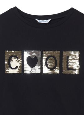 T-Shirt Mayoral Mensaje Cool para Menina Preto