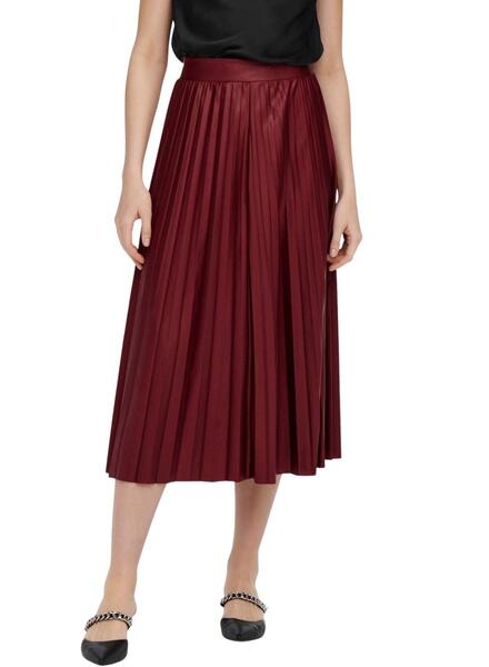 Saia Only Anina New Skirt Plisada Bordeaux Mulher