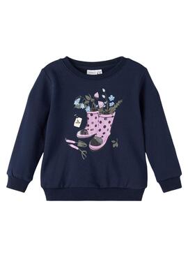 Sweat Nome TI Nida Impresso para Menina Azul Marinho
