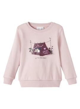 Sweat Name It Nida Impresso para Menina Rosa