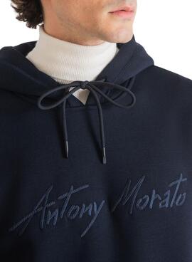 Sweat Antony Morato Signature para Homem Azul Marinho