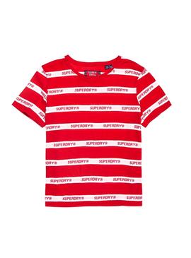 T-Shirt Superdry Cote Stripe Vermelho Mulher