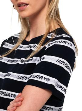 T-Shirt Superdry Cote Stripe Azul Marinho