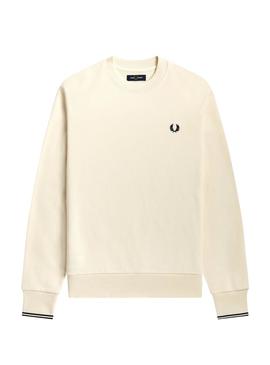 Sweat Fred Perry Basic Ribetes Homem Branco