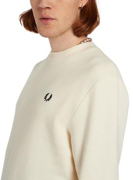 Sweat Fred Perry Basic Ribetes Homem Branco