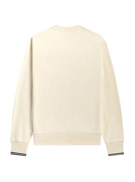 Sweat Fred Perry Basic Ribetes Homem Branco