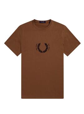 T-Shirt Fred Perry Logo Laurel para Homem Marrom