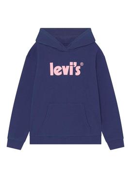 Sweat Levis Logotipo Capuz para Menina Azul Marinho