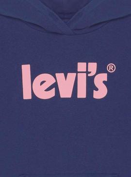 Sweat Levis Logotipo Capuz para Menina Azul Marinho