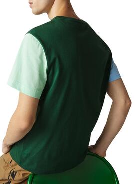 T-Shirt Lacoste Colorblock Verde para Homem
