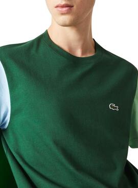 T-Shirt Lacoste Colorblock Verde para Homem
