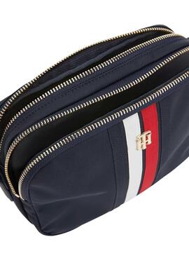 Bolsa de Ombro Tommy Hilfiger Poppy para Mulher Azul Marinho