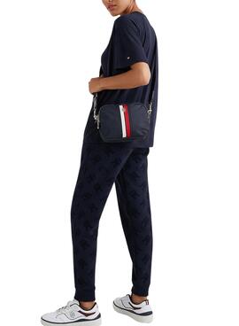 Bolsa de Ombro Tommy Hilfiger Poppy para Mulher Azul Marinho