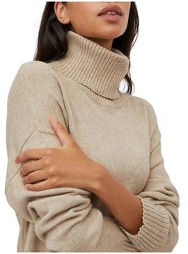 Vestido Vila Ril Roll Neck para Mulher Bege