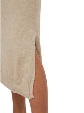 Vestido Vila Ril Roll Neck para Mulher Bege