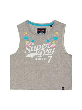 T-Shirt Superdry Tokyo Floral Cinza mulher