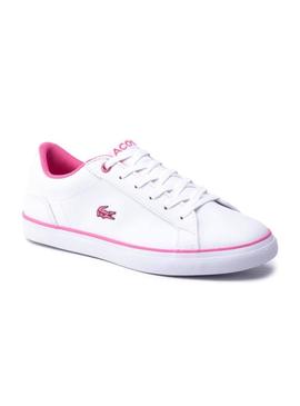 Lacoste Lerond Branco Rosa Chinelo Menina