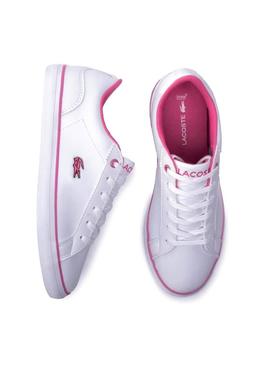 Lacoste Lerond Branco Rosa Chinelo Menina