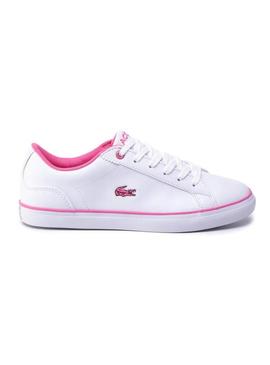 Lacoste Lerond Branco Rosa Chinelo Menina