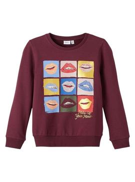 Sweat Name It Onalipi para Menina Bordeaux