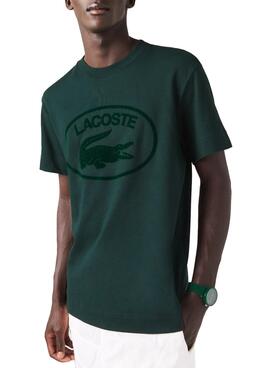 T-Shirt Lacoste Cocodrilo Homem Verde Oscuro
