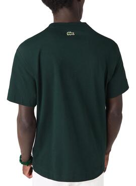 T-Shirt Lacoste Cocodrilo Homem Verde Oscuro