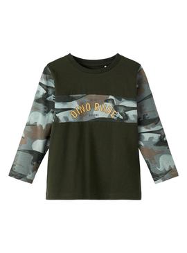 T-Shirt Name It Olan Verde Escuro para Meninos