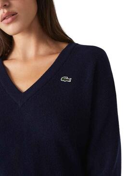 Camisola Lacoste V Neck para Mulher Azul Marinho