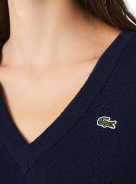 Camisola Lacoste V Neck para Mulher Azul Marinho