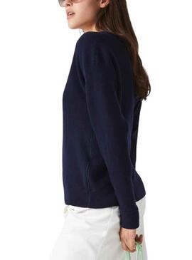 Camisola Lacoste V Neck para Mulher Azul Marinho
