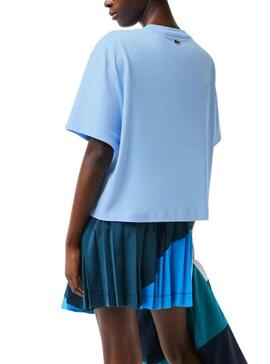 T-Shirt Lacoste Cocodrile Party para Mulher Azul